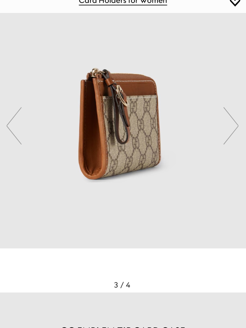Gucci Tan GG Canvas emblem card wallet